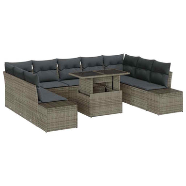 Tuin Sofa Set 10 st Grijs poly rattan