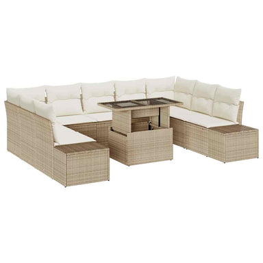 Tuin Sofa Set 10 st Beige en Crème poly rattan