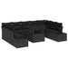 Tuin Sofa Set 10 st Zwart poly rattan