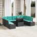 Tuin Sofa Set 10 st Zwart en Blauw poly rattan