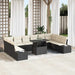 Tuin Sofa Set 11 st Zwart en Crème poly rattan