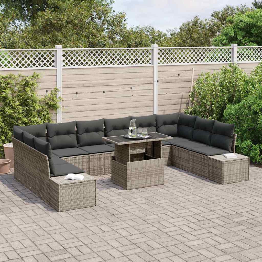Tuin Sofa Set 11 st Grijs poly rattan