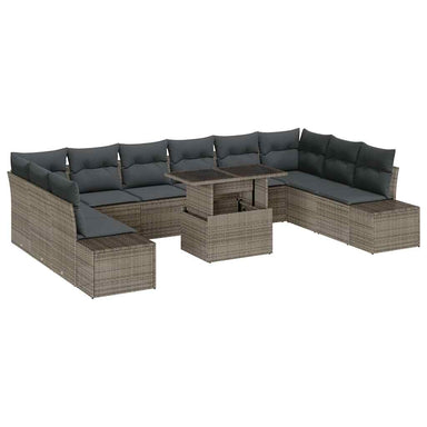 Tuin Sofa Set 11 st Grijs poly rattan