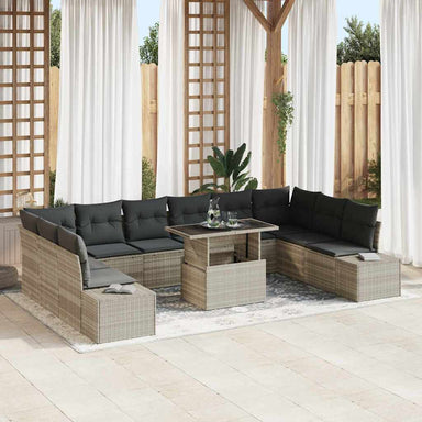 Tuin Sofa Set 11 st Lichtgrijs poly rattan
