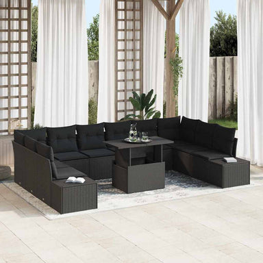 Tuin Sofa Set 11 st Zwart poly rattan