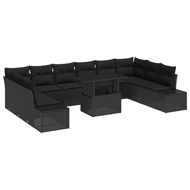 Tuin Sofa Set 11 st Zwart poly rattan