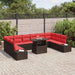 Tuin Sofa Set 11 st Bruin en Rood poly rattan