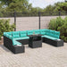 Tuin Sofa Set 11 st Zwart en Blauw poly rattan