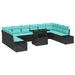 Tuin Sofa Set 11 st Zwart en Blauw poly rattan