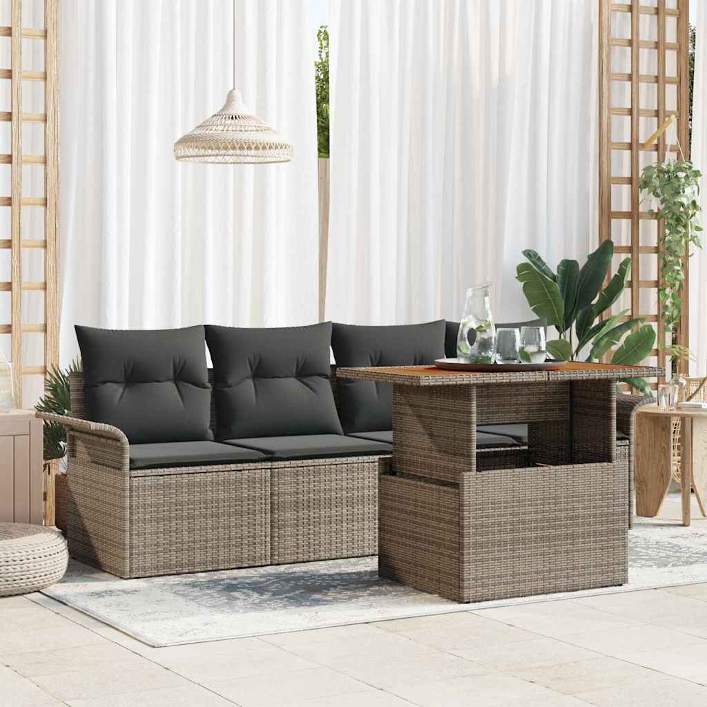 Tuinbankenset 5 st Grijs poly rattan