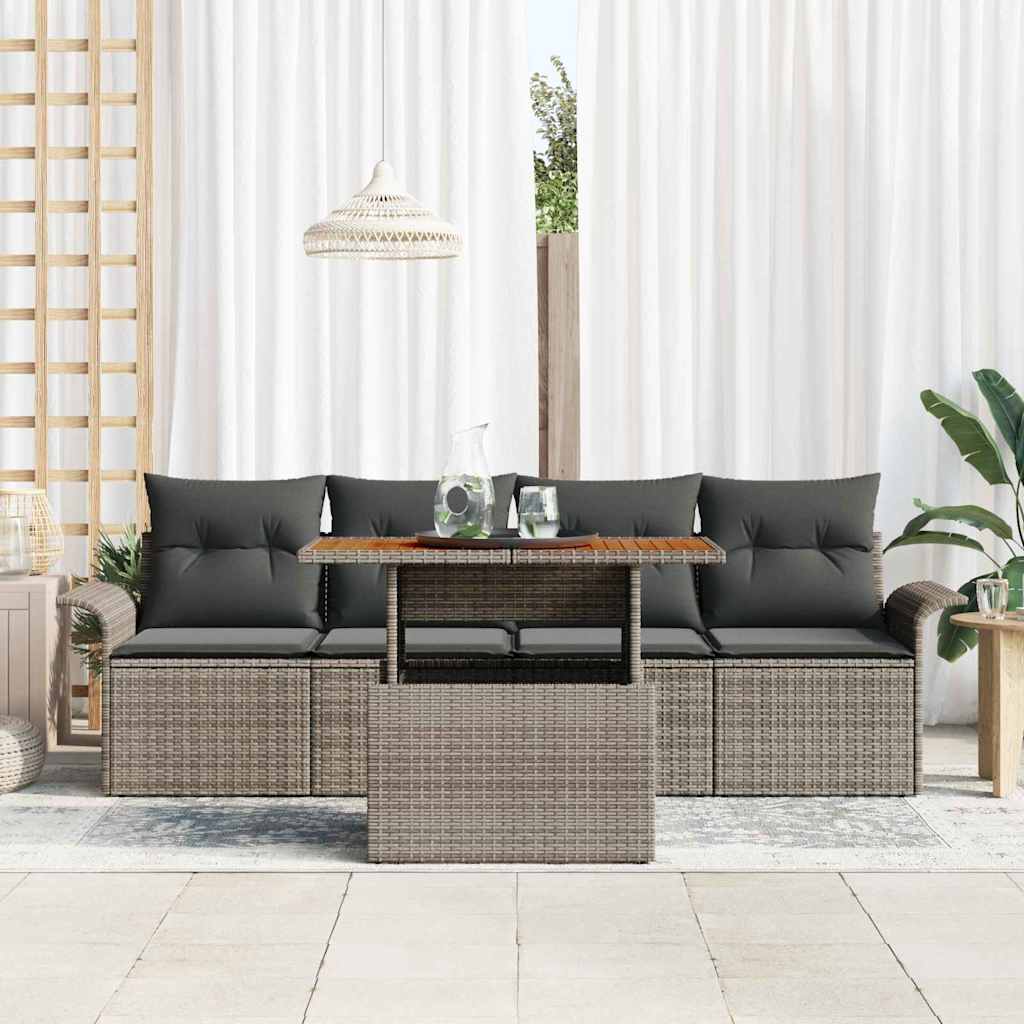 Tuinbankenset 5 st Grijs poly rattan