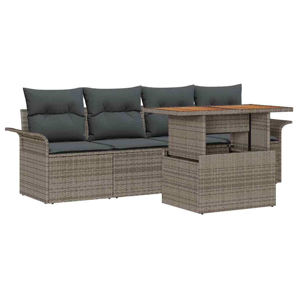 Tuinbankenset 5 st Grijs poly rattan