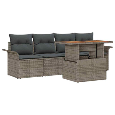 Tuinbankenset 5 st Grijs poly rattan
