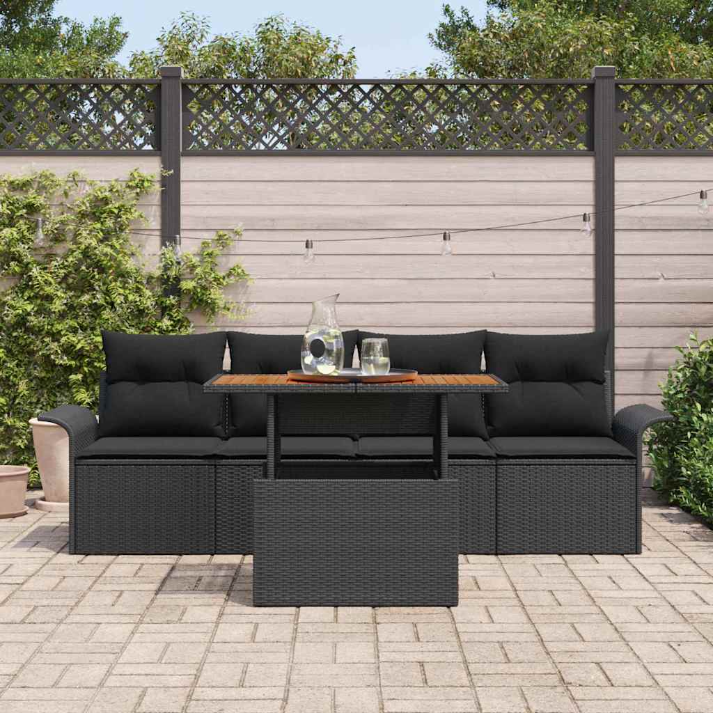 Tuinbankenset 5 st Zwart poly rattan