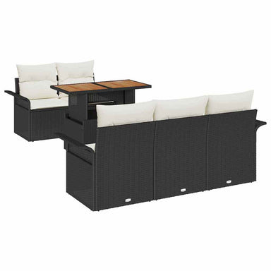 Tuinbankenset 6 st Zwart en Crème poly rattan
