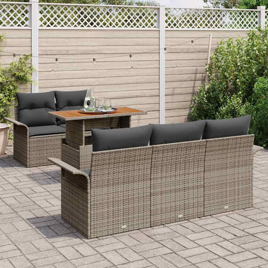 Tuinbankenset 6 st Grijs poly rattan