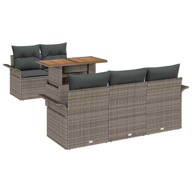 Tuinbankenset 6 st Grijs poly rattan