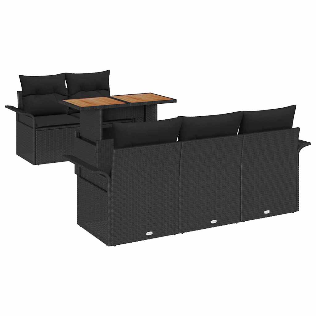 Tuinbankenset 6 st Zwart poly rattan