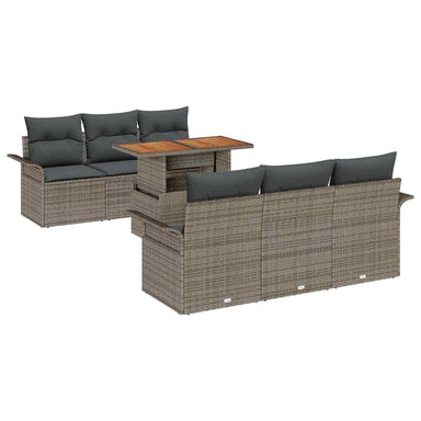 Tuin Sofa Set 7 st Grijs Poly rattan en gepoedercoat staal