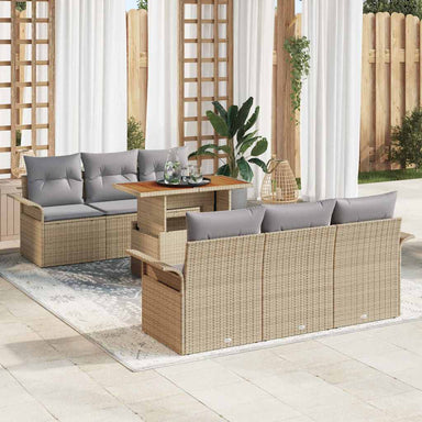 Tuin Sofa Set 7 st beige en lichtgrijs