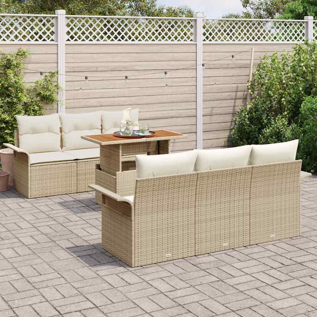 Tuin Sofa Set 7 st beige en crèmekleurig