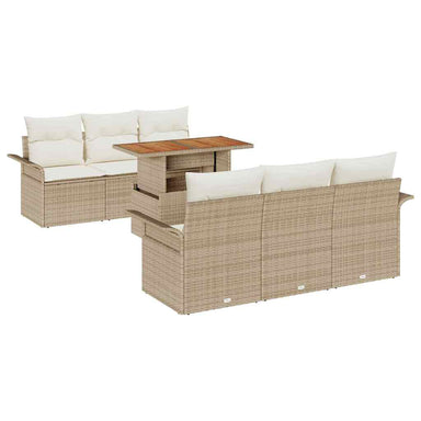 Tuin Sofa Set 7 st beige en crèmekleurig