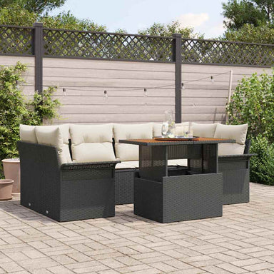 Tuin Sofa Set 7 st Zwart en crème