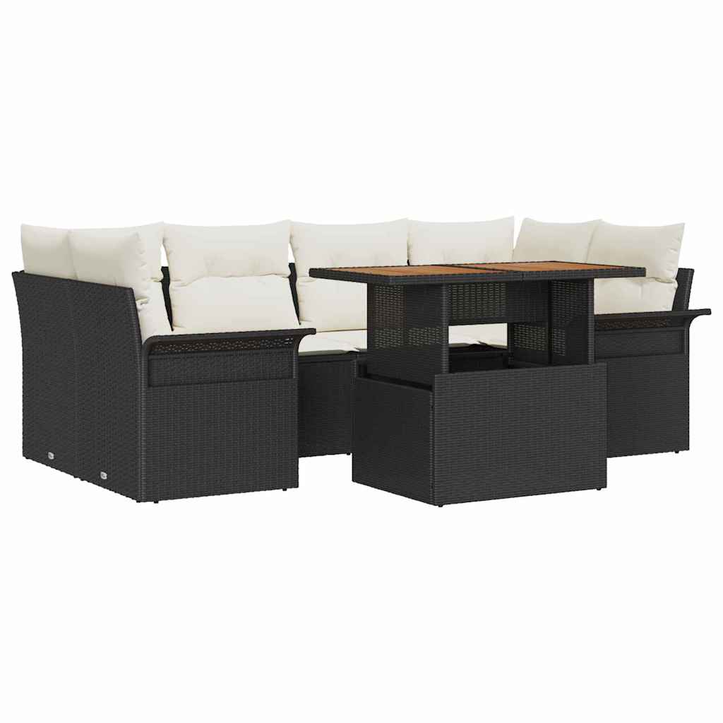 Tuin Sofa Set 7 st Zwart en crème