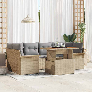 Tuin Sofa Set 7 st beige en lichtgrijs