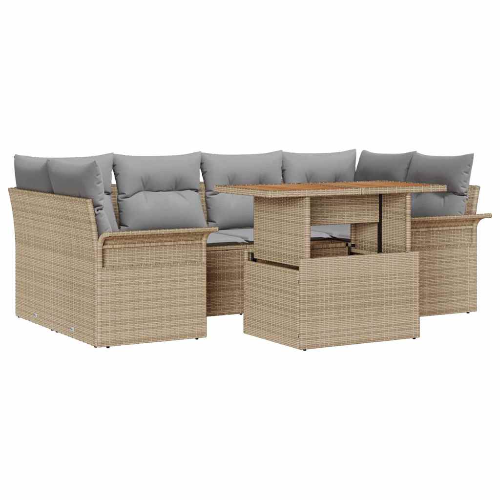 Tuin Sofa Set 7 st beige en lichtgrijs