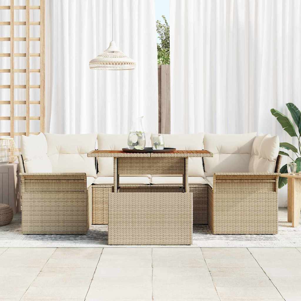 Tuin Sofa Set 7 st beige en crèmekleurig