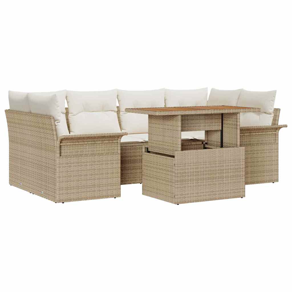 Tuin Sofa Set 7 st beige en crèmekleurig