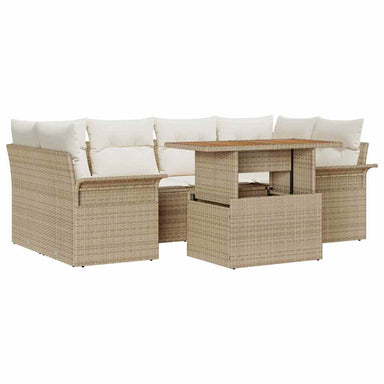 Tuin Sofa Set 7 st beige en crèmekleurig