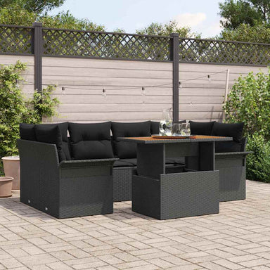 Tuin Sofa Set 7 st Zwart