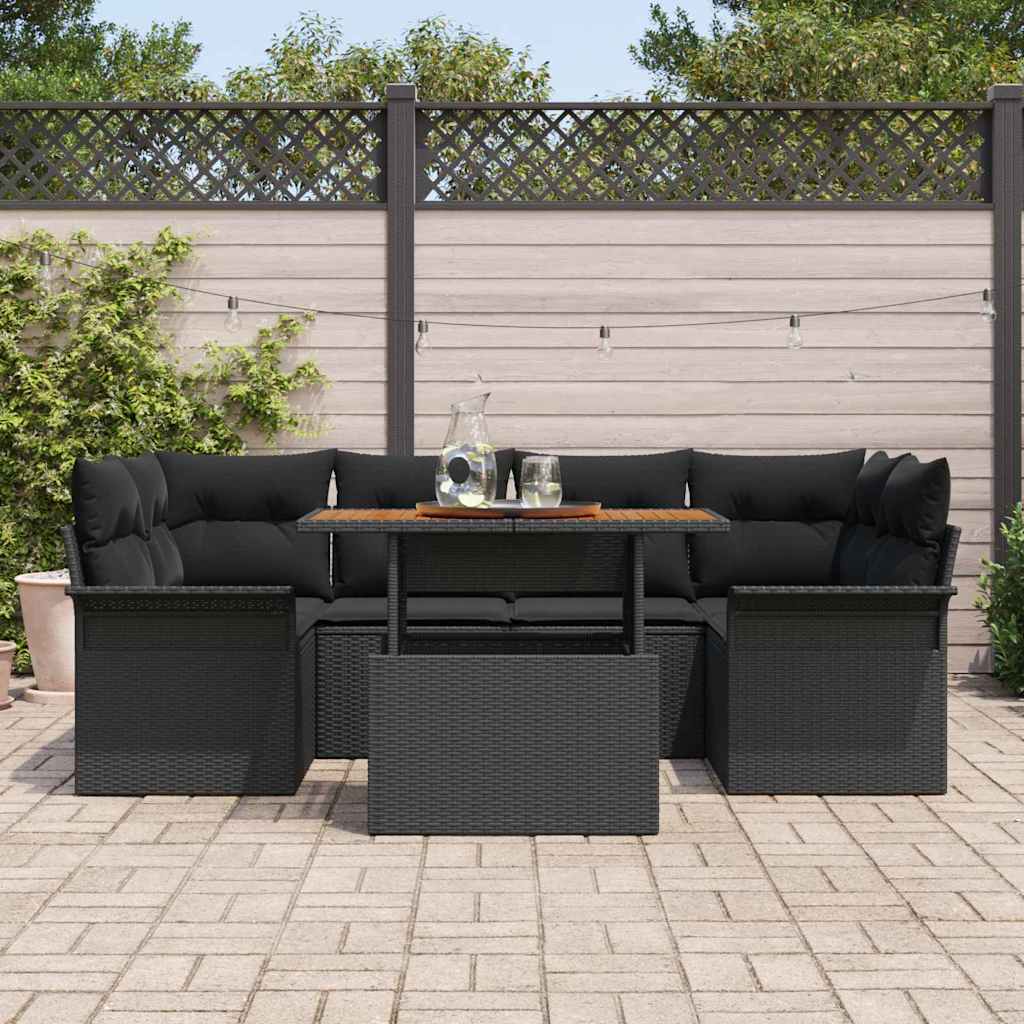 Tuin Sofa Set 7 st Zwart