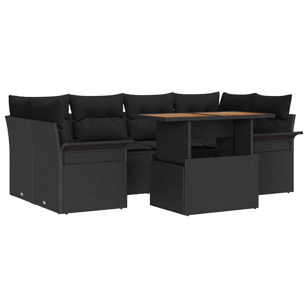 Tuin Sofa Set 7 st Zwart