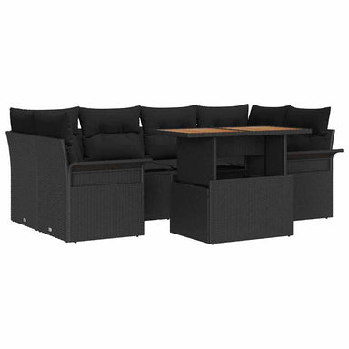 Tuin Sofa Set 7 st Zwart