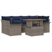 Tuin Sofa Set 7 st grijs en marineblauw