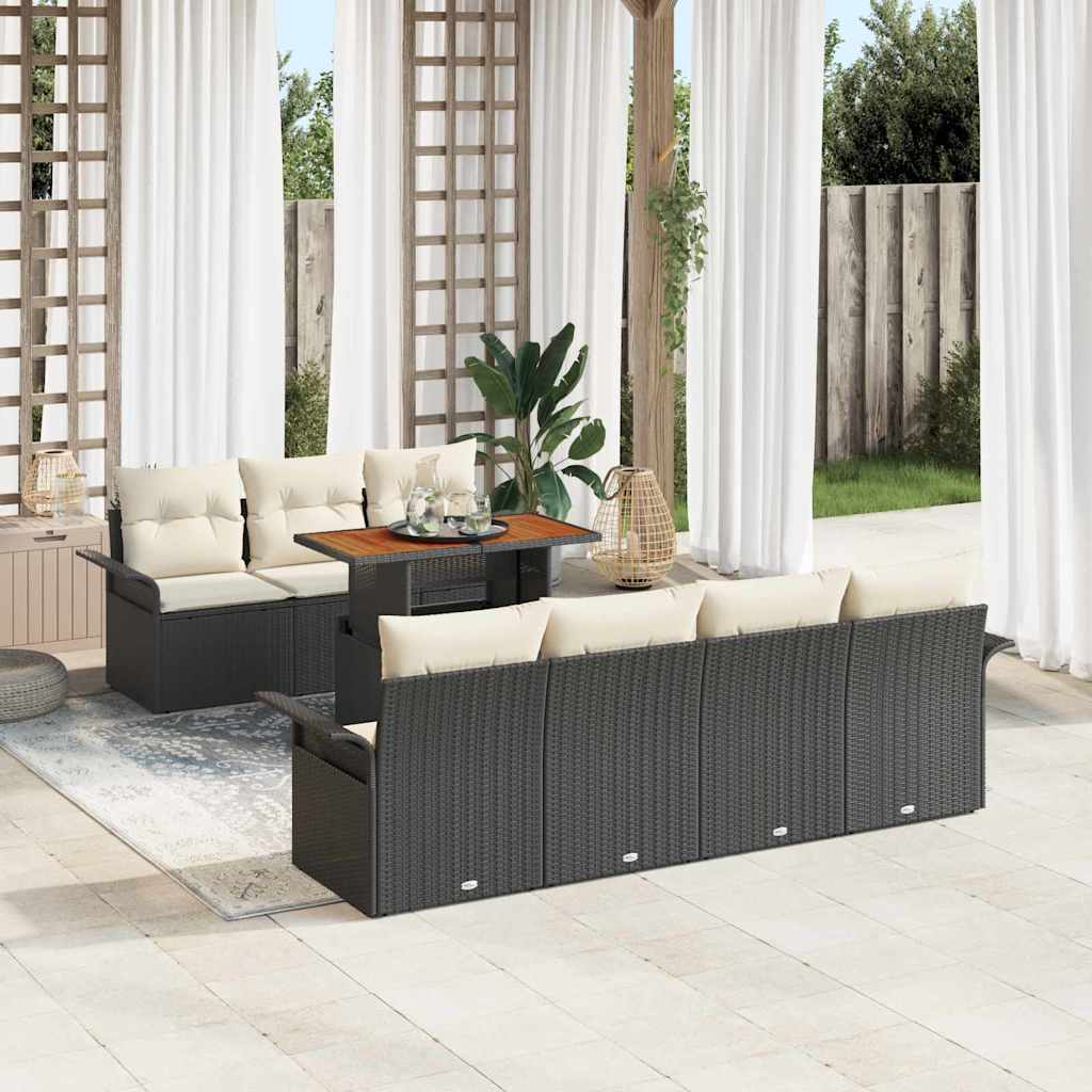 Tuin Sofa Set 8 st Zwart en crème