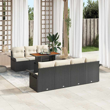 Tuin Sofa Set 8 st Zwart en crème
