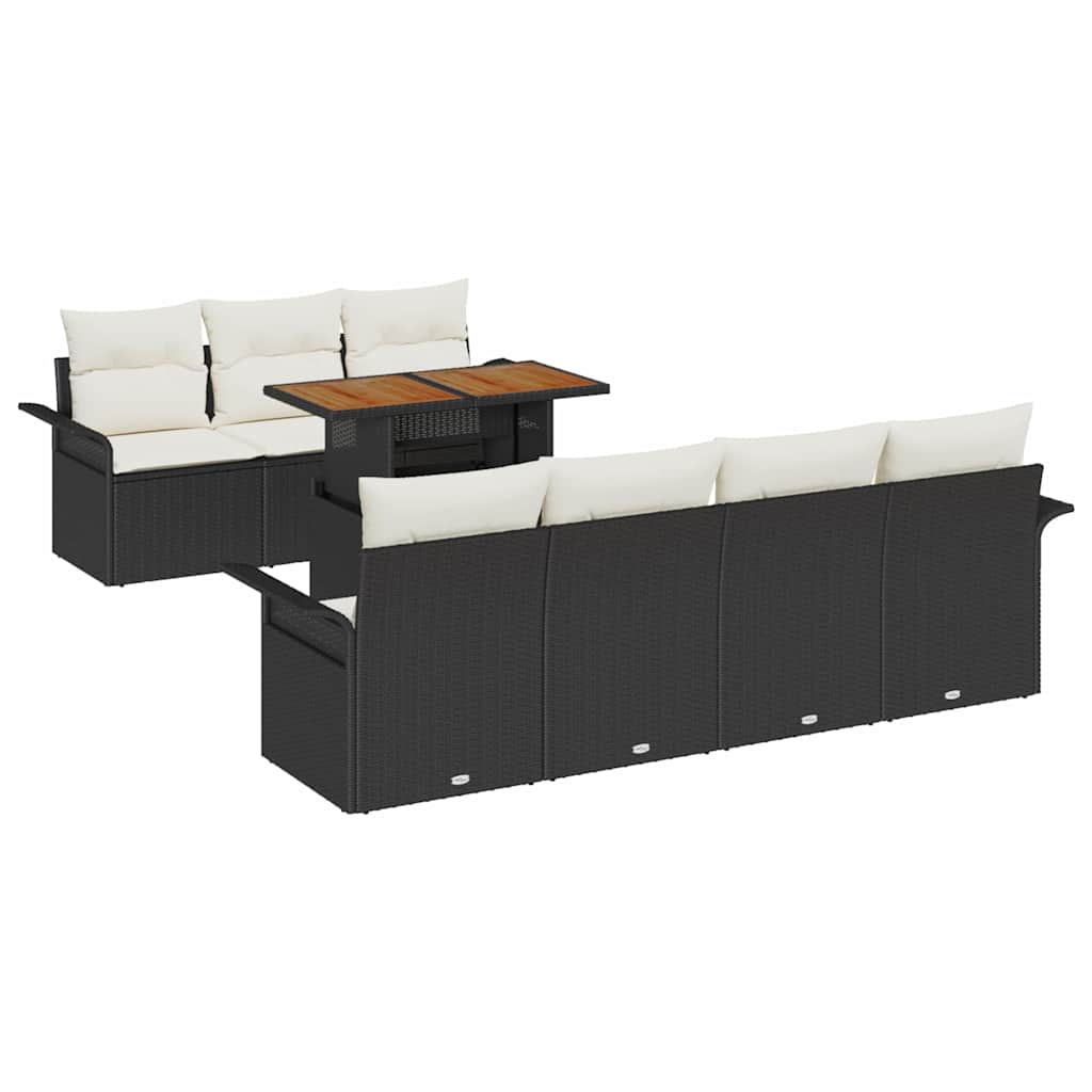 Tuin Sofa Set 8 st Zwart en crème