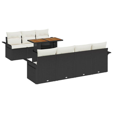 Tuin Sofa Set 8 st Zwart en crème