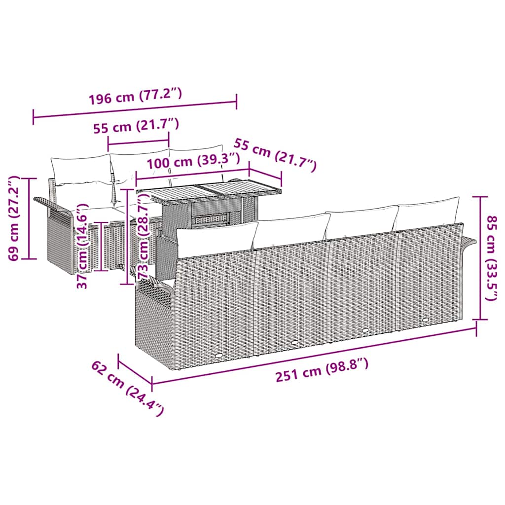 Tuin Sofa Set 8 st Grijs