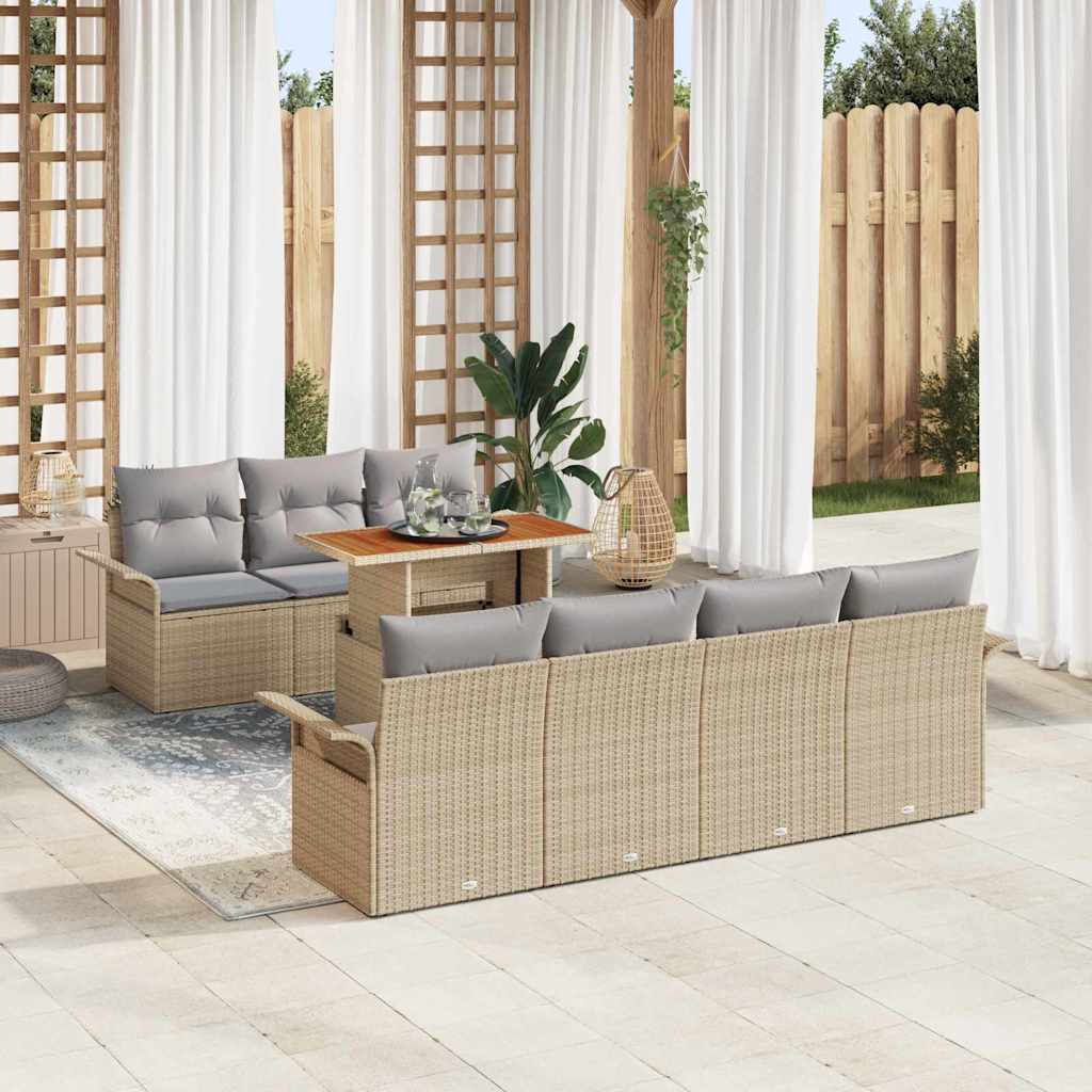 Tuin Sofa Set 8 st beige en lichtgrijs