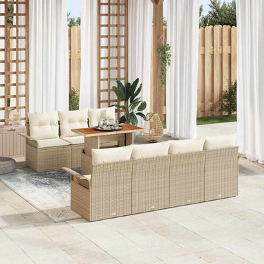 Tuin Sofa Set 8 st beige en crèmekleurig