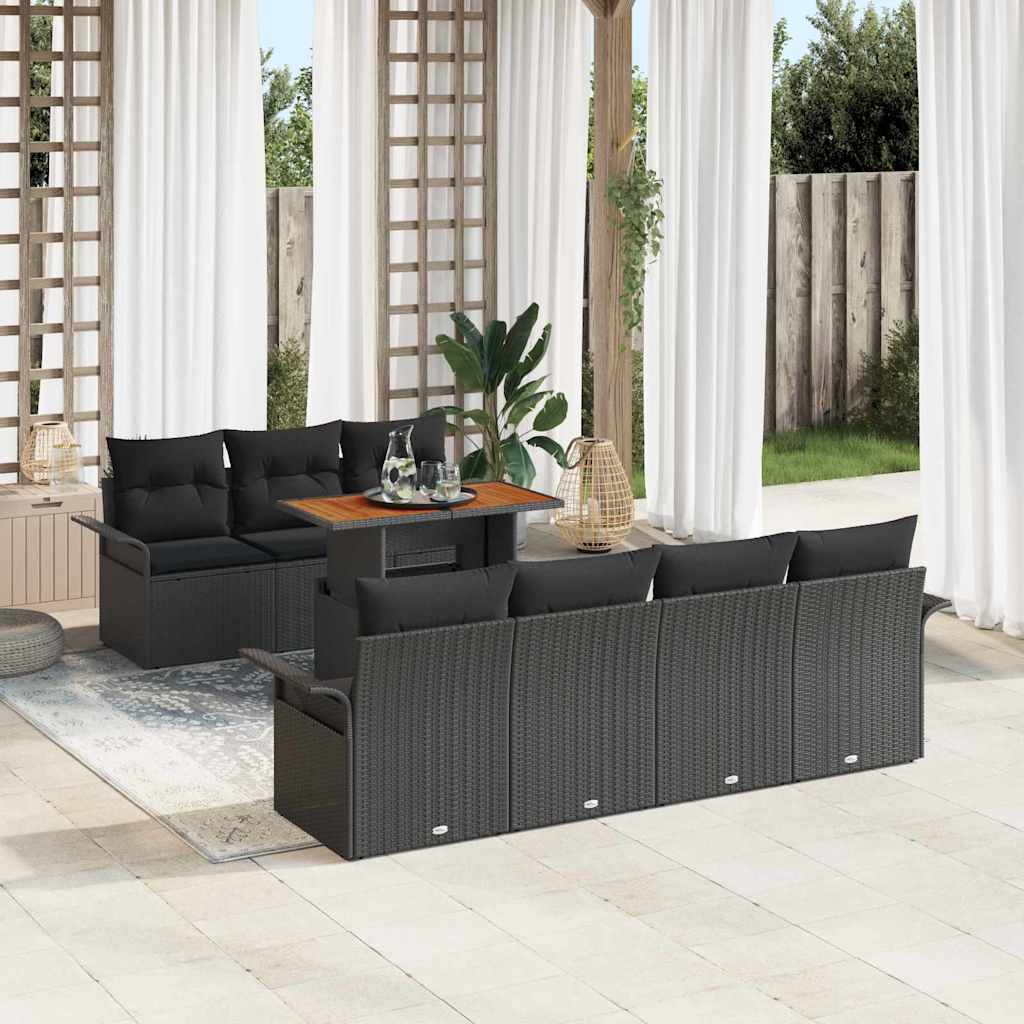 Tuin Sofa Set 8 st Zwart