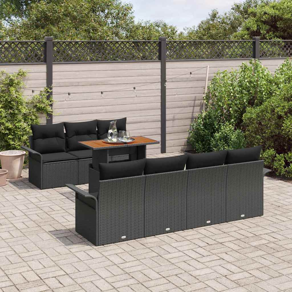 Tuin Sofa Set 8 st Zwart