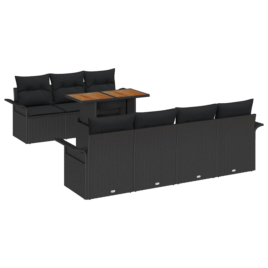 Tuin Sofa Set 8 st Zwart