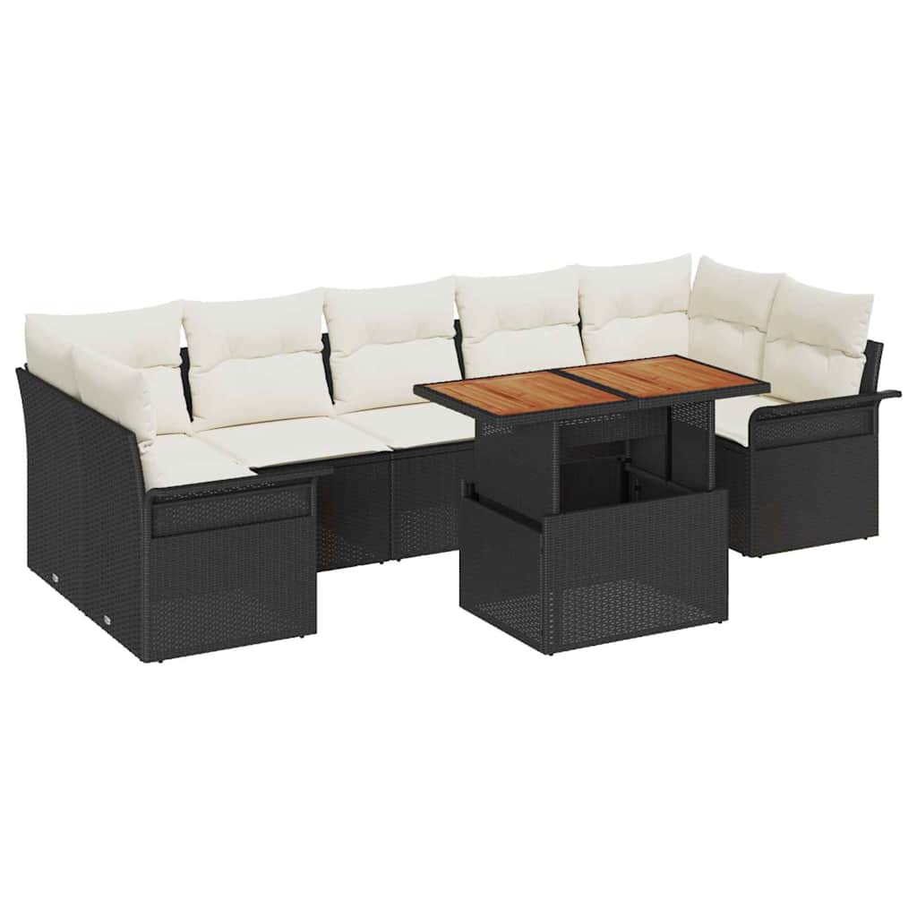 Tuin Sofa Set 8 st Zwart en crème