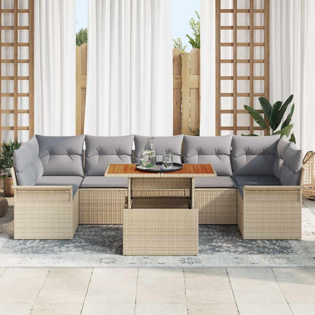 Tuin Sofa Set 8 st beige en lichtgrijs